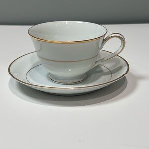 Vintage Noritake Dawn 5930 Fine China Gold Accent Teacup and Saucer Elegant Set